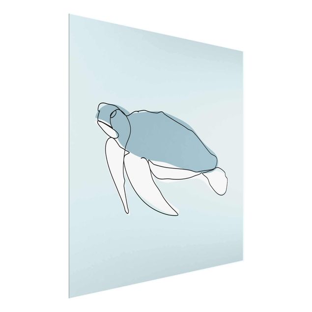 Glass print - Turtle Line Art
