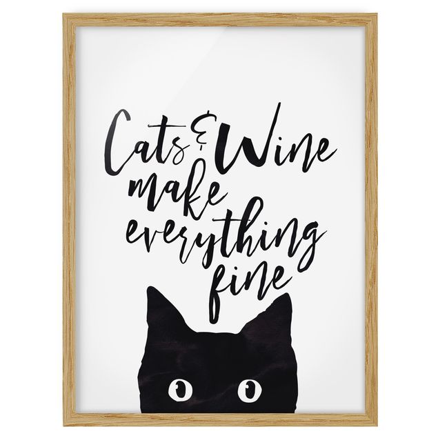 Framed poster - Cats And Wine make Everything Fine