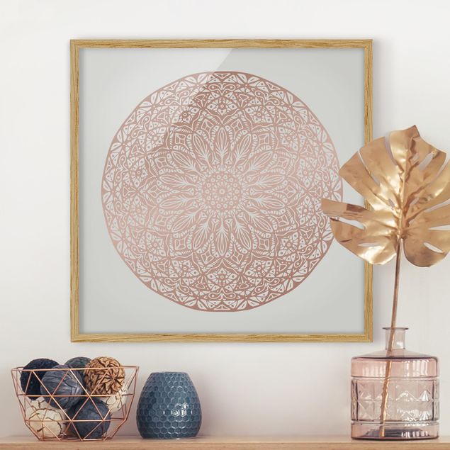 Framed poster - Mandala Ornament In Copper Gold
