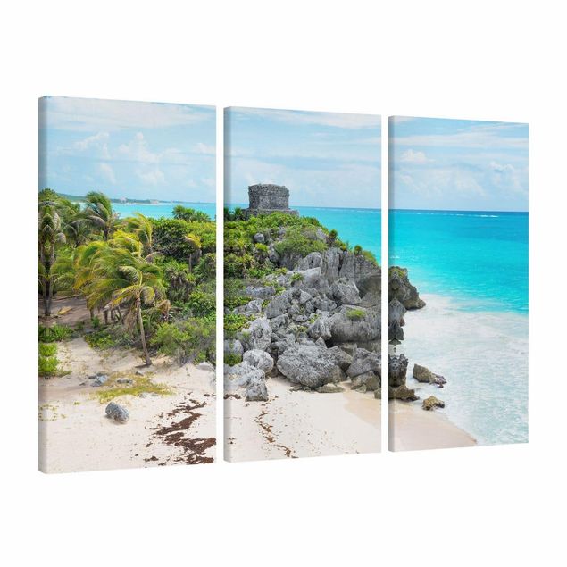Print on canvas 3 parts - Caribbean Coast Tulum Ruins