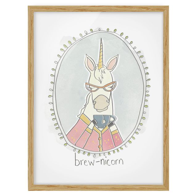 Framed poster - Caffeinated Unicorn