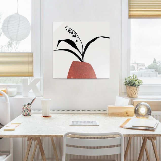 Glass print - Graphical Plant World - Lily Of The Valley