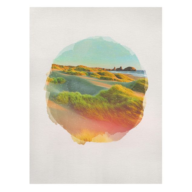 Canvas print - WaterColours - Dunes And Grasses At The Sea