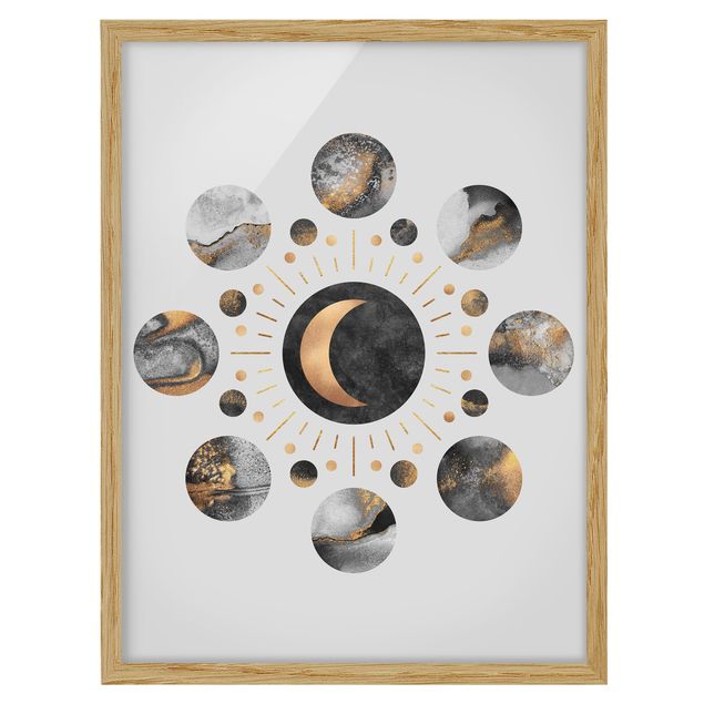 Framed poster - Moon Phases Abstract Gold