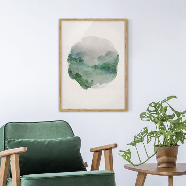 Framed poster - WaterColours - Jungle In The Mist