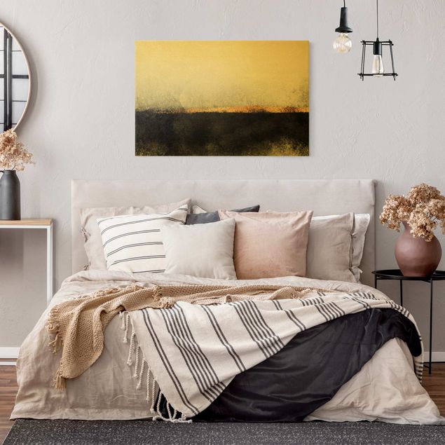 Canvas print - Abstract Golden Horizon Black And White