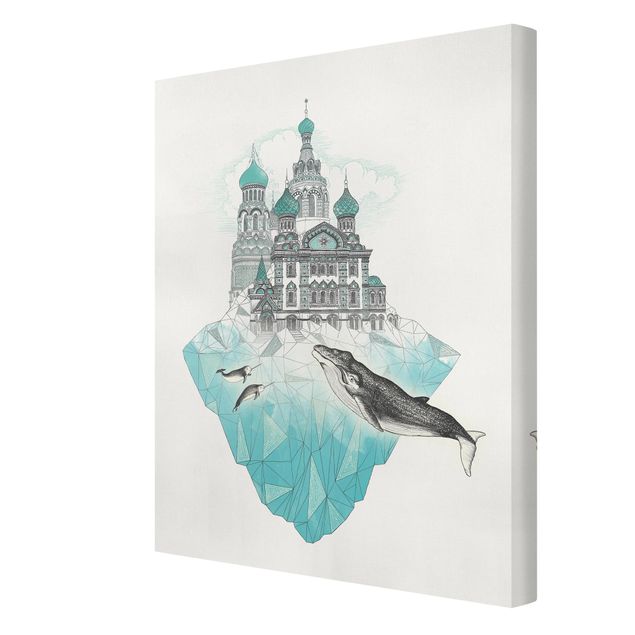 Canvas print - Illustration Church With Domes And Wal