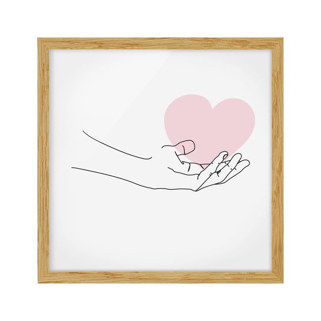 Framed poster - Hand With Heart Line Art