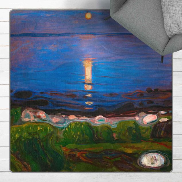 blue runner rug Edvard Munch - Summer Night By The Beach