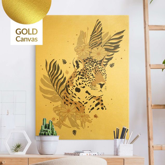 Canvas print gold - Safari Animals - Portrait Leopard