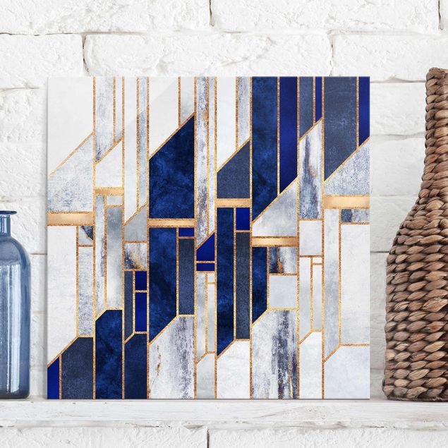 Glass print - Geometric Shapes With Gold