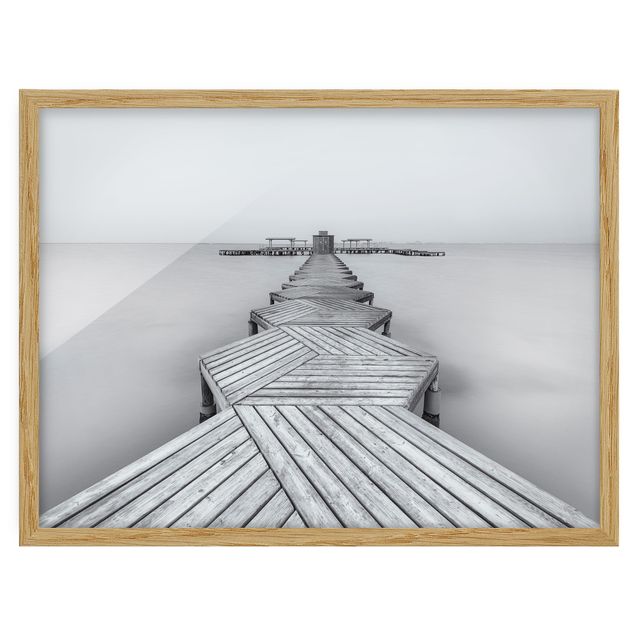 Framed poster - Wooden Pier In Black And White