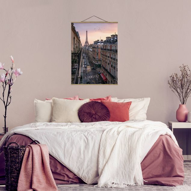 Fabric print with poster hangers - The Eiffel Tower In The Setting Sun - Portrait format 3:4