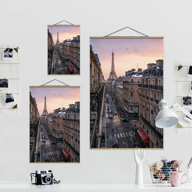 Fabric print with poster hangers - The Eiffel Tower In The Setting Sun - Portrait format 2:3
