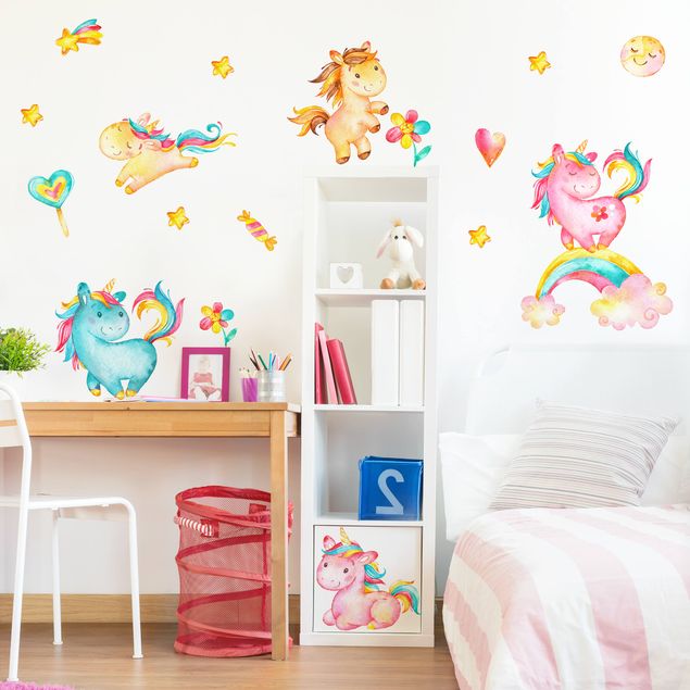 Wall stickers Unicorn watercolor nursery set