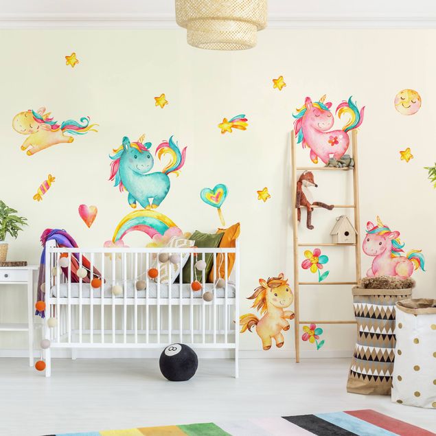 Wall sticker - Unicorn watercolor nursery set