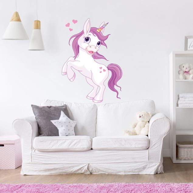 Romantic wall stickers Unicorn with hearts