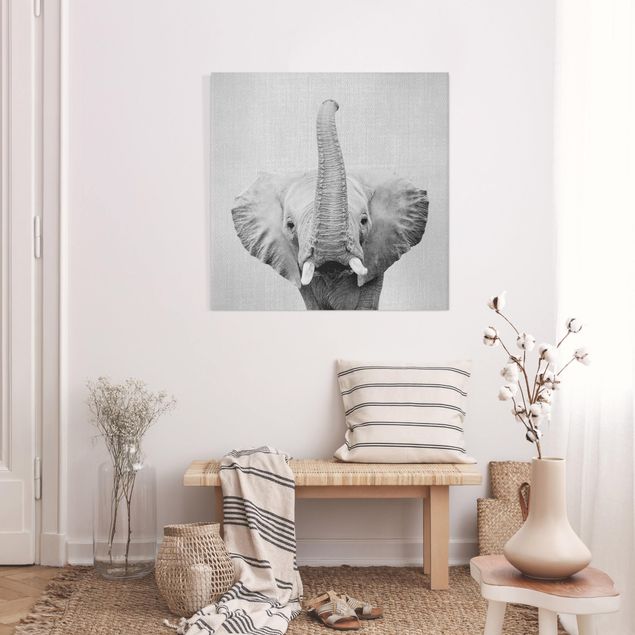 Canvas print - Elephant Ewald Black And White - Square 1:1