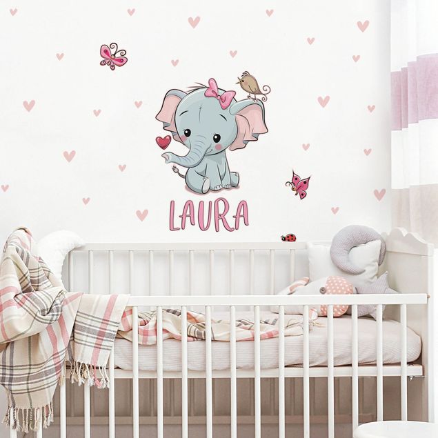 Wall sticker - Elephant with custom name