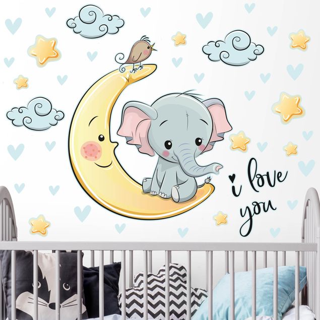 Wall stickers elefant Elephant Moon I Love You