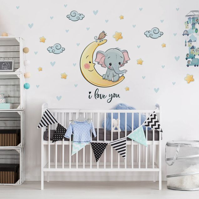 Wall decals quotes Elephant Moon I Love You