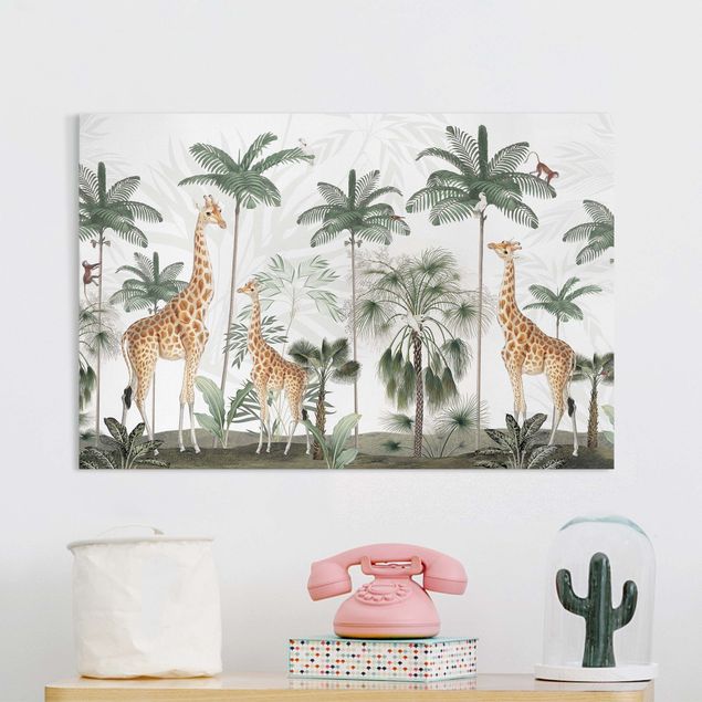 Print on canvas - Elegance of the giraffes in the jungle - Landscape format 3:2