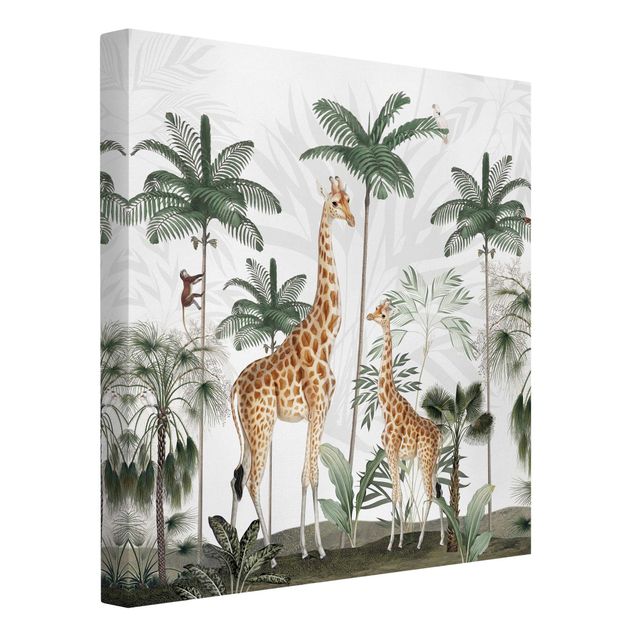 Print on canvas - Elegance of the giraffes in the jungle - Square 1:1