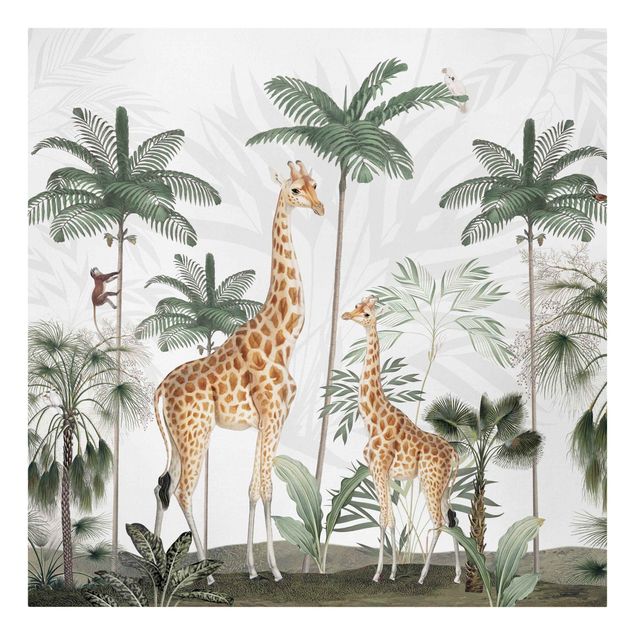 Print on canvas - Elegance of the giraffes in the jungle - Square 1:1