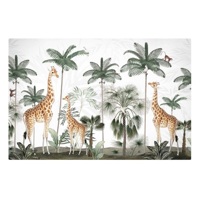 Print on canvas - Elegance of the giraffes in the jungle - Landscape format 3:2