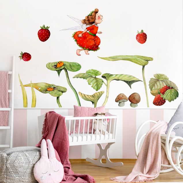 Wall art stickers Strawberries strawberry fairy - leaves and strawberries