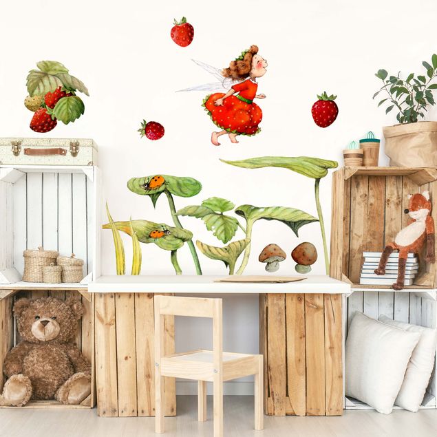 Wall sticker - Strawberries strawberry fairy - leaves and strawberries