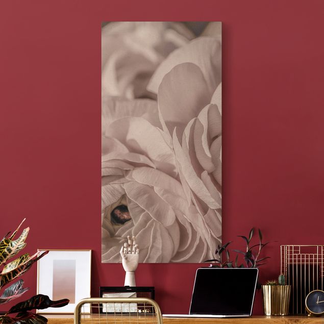 Natural canvas print - Blushing Flower - Portrait format 1:2