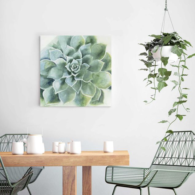 Glass print - Succulent Plant Watercolour Dark