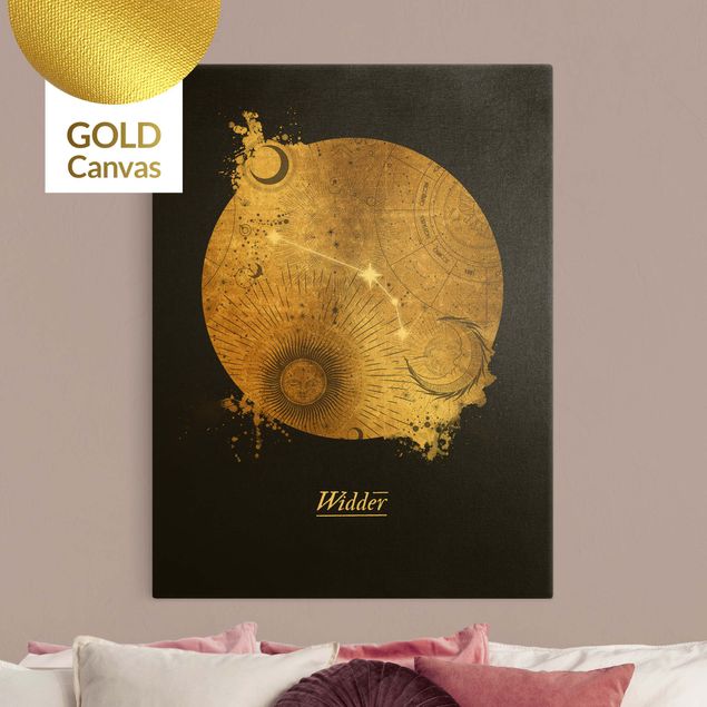 Canvas print gold - Zodiac Sign Aries Gray Gold