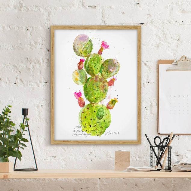 Framed poster - Cactus With Bibel Verse III