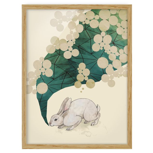 Framed poster - Illustration Bunny With Dots And Triangles
