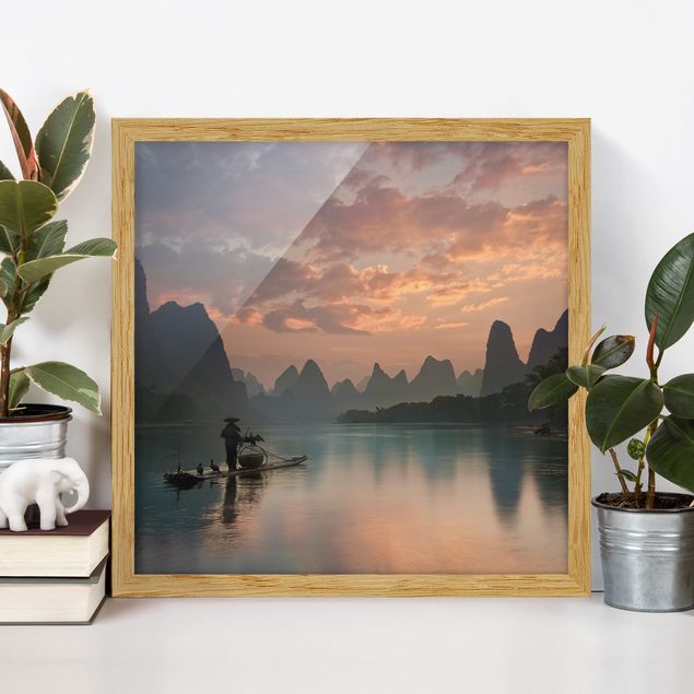 Framed poster - Sunrise Over Chinese River