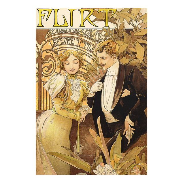 Glass print - Alfons Mucha - Advertising Poster For Flirt Biscuits