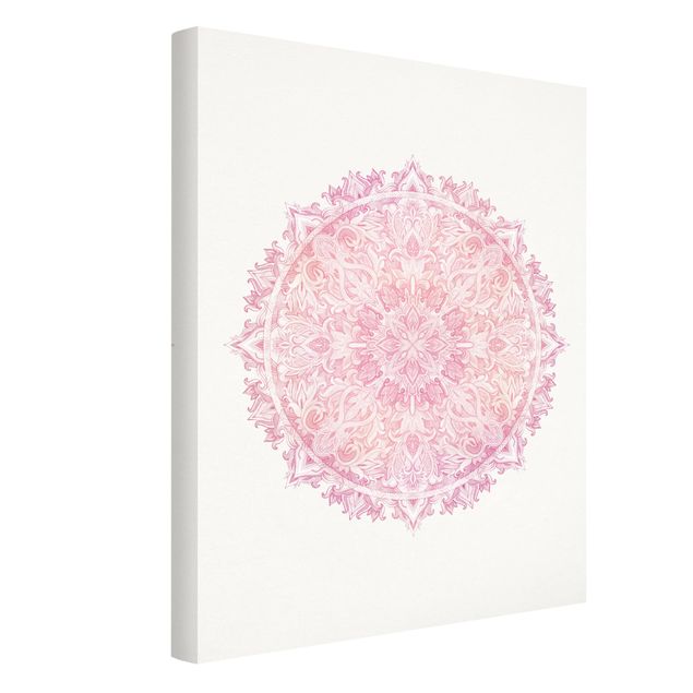 Print on canvas - Mandala WaterColours Rose Ornament Light Pink