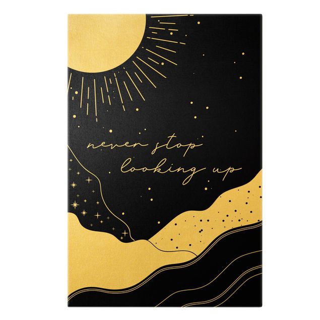 Canvas print gold - Starry landscape - Never Stop Looking Up