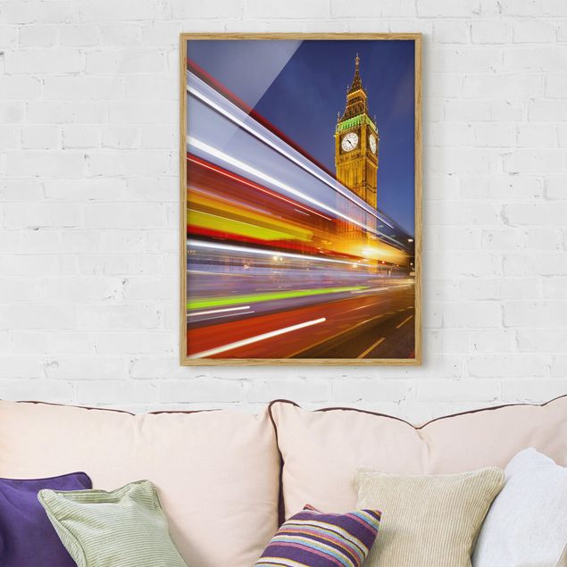 Framed poster - Traffic in London at the Big Ben at night