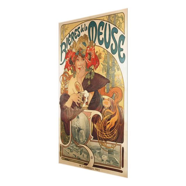 Glass print - Alfons Mucha - Poster For La Meuse Beer