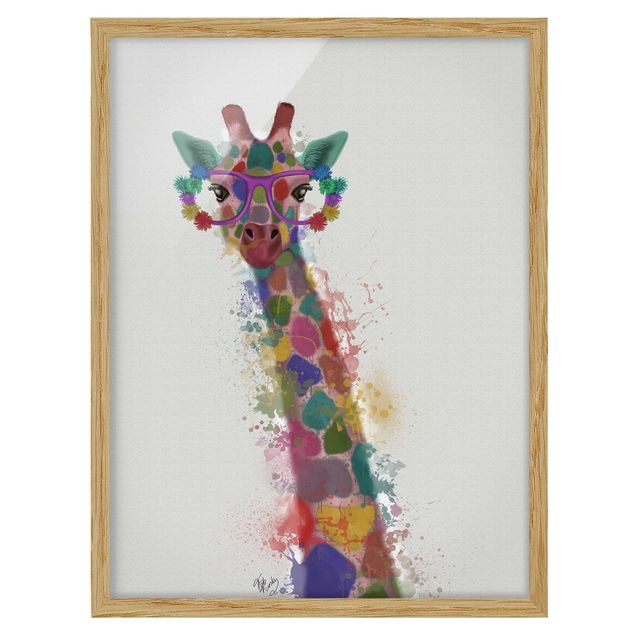 Framed poster - Rainbow Splash Giraffe