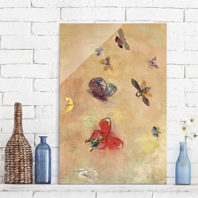 Glass print - Odilon Redon - Colourful Butterflies