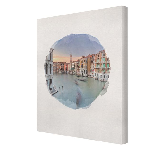 Canvas print - WaterColours - Grand Canal View From The Rialto Bridge Venice