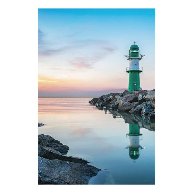 Glass print - Sunset at the Lighthouse