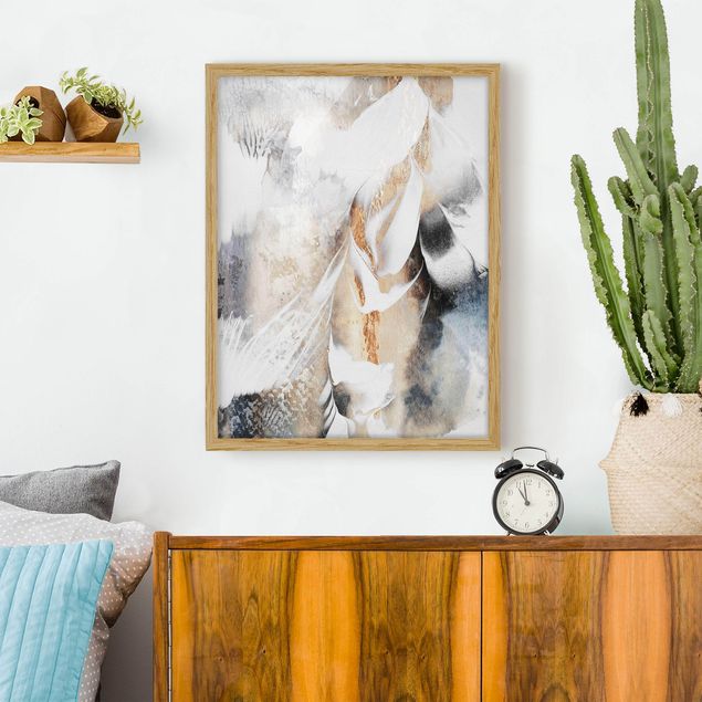 Framed poster - Golden Abstract Winter Painting