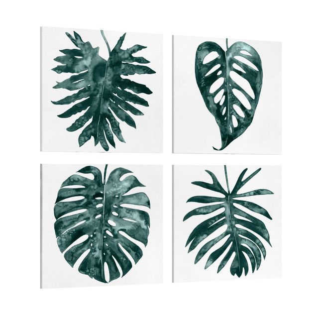Print on canvas - Emerald Green Leaves Set I