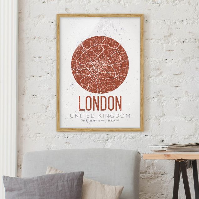 Framed poster - City Map London - Retro