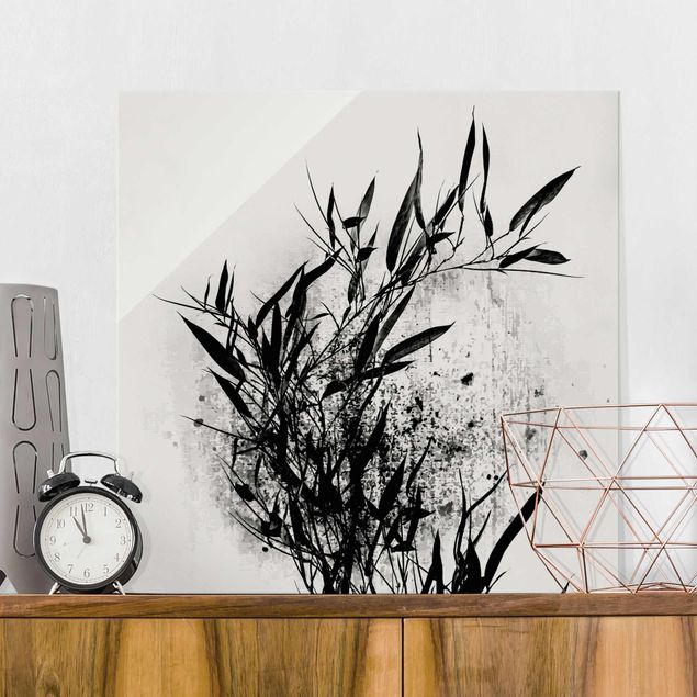 Glas Magnettafel Graphical Plant World - Black Bamboo